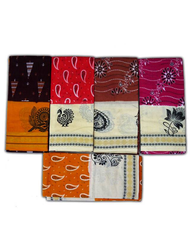 Sari, Cotton Printed  -- South Indian