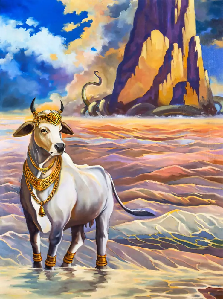 The Ocean of Milk Produces the Surabhi Cow