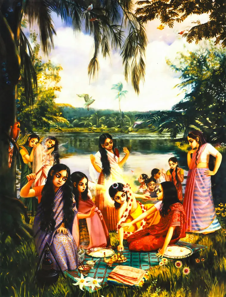 Nimai [Lord Caitanya] Steals the Young Girls Offerings to the Demigods