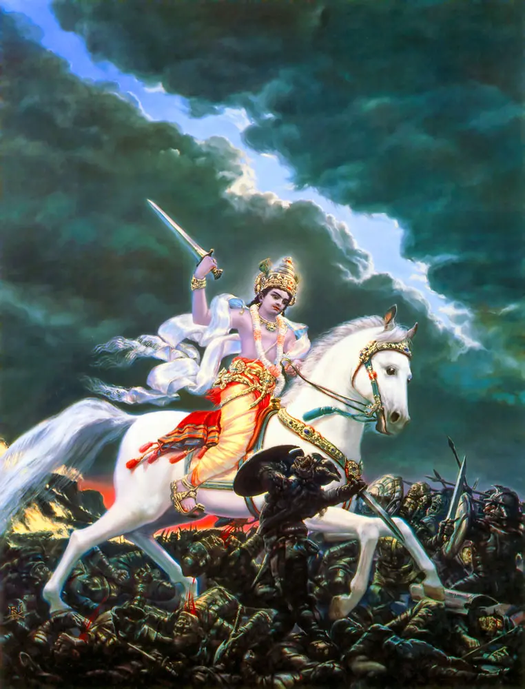 Lord Kalki Kills the Demons at the End of the Kali-Yuga