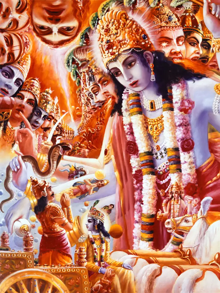 Krishna Shows Universal Form to Arjuna on Battlefield
