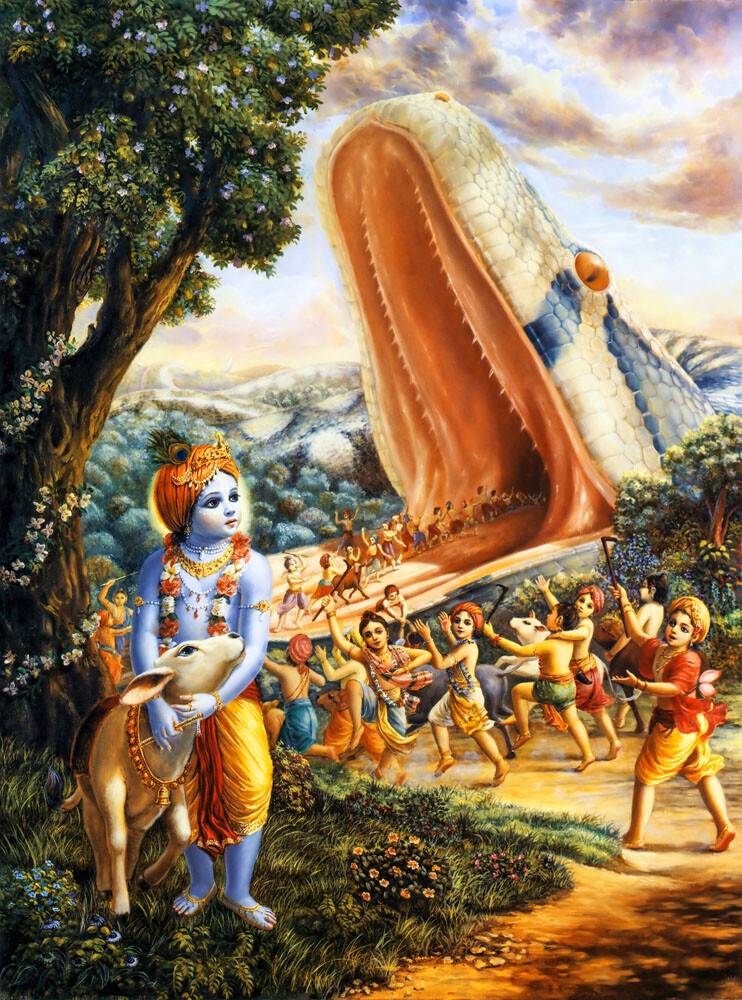 Krishna Kills the Aghasura Snake Demon