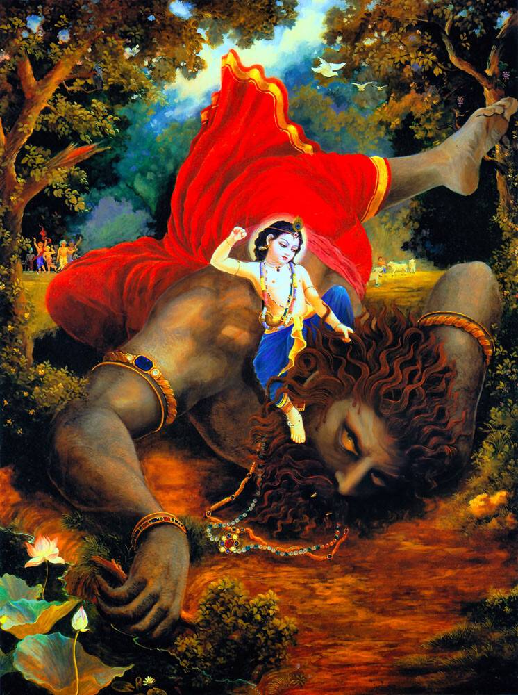 Lord Balarama Slays the Demon Pralamba
