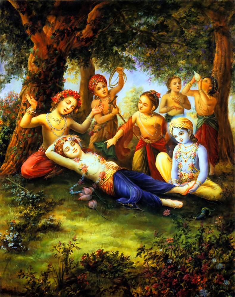 Krishna and the Cowherd Boys Honor Balarama