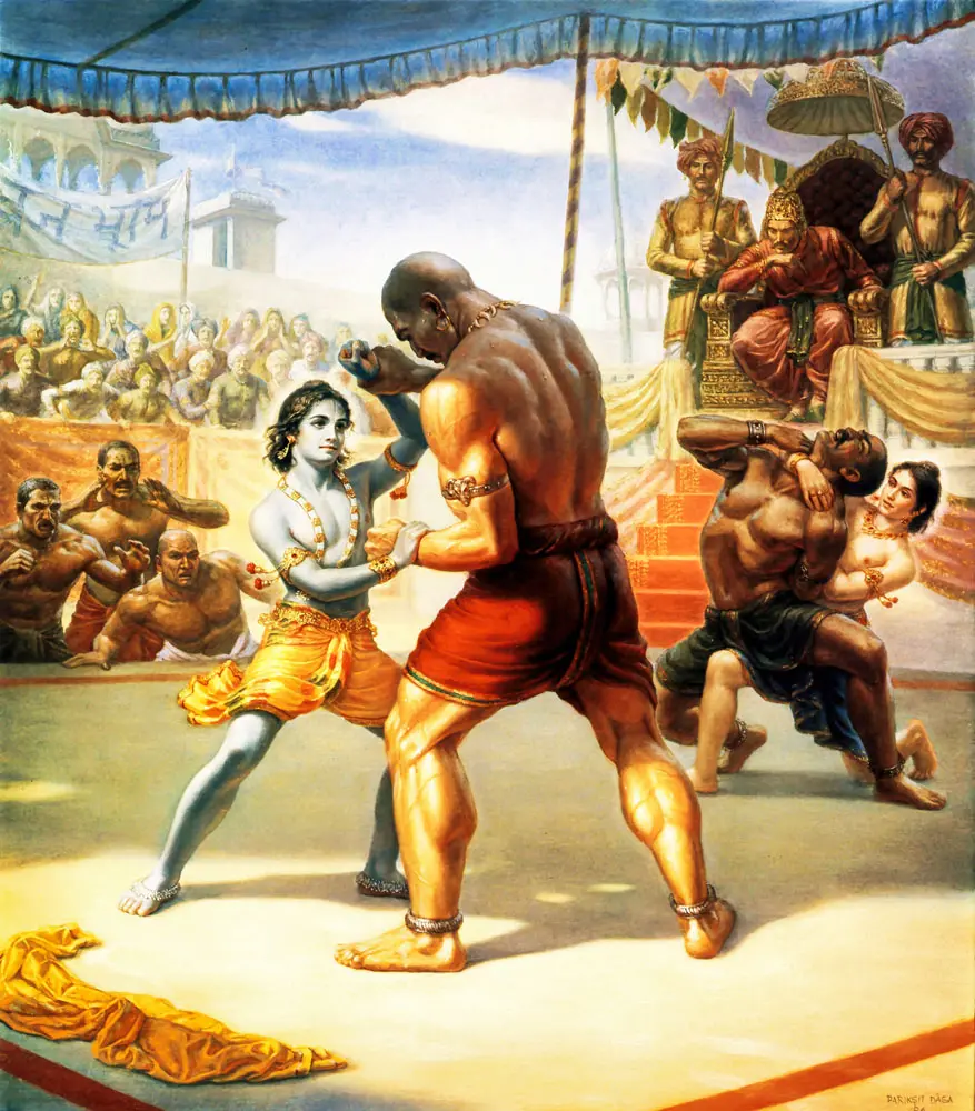 The Wrestling Match - Krishna and Balaram vs Kamsa