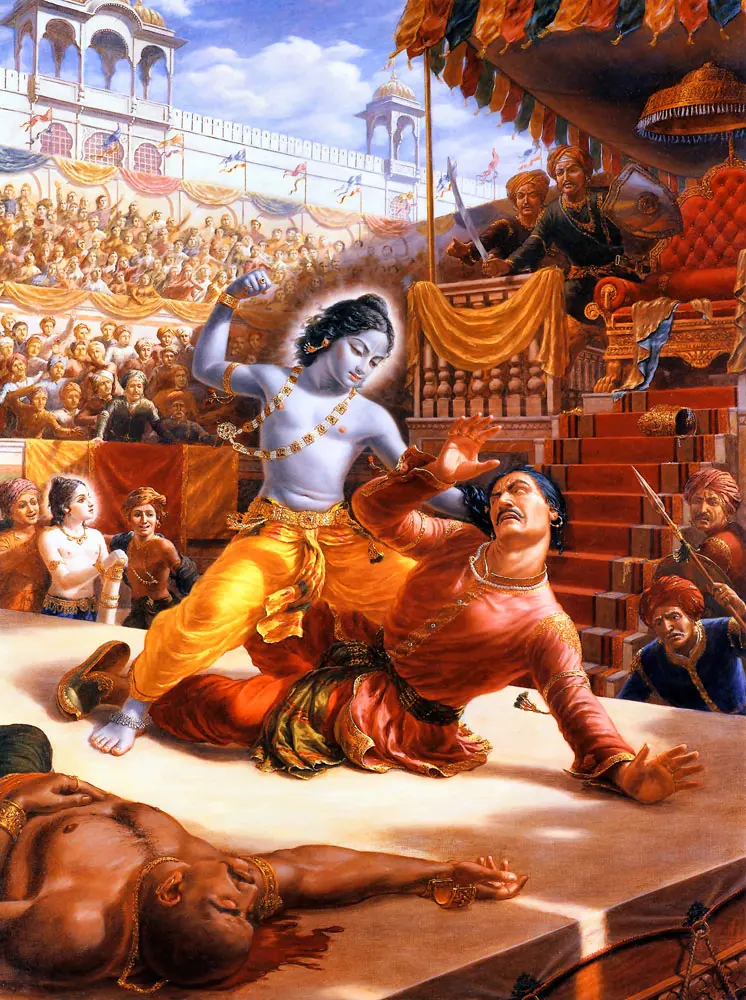 Lord Krishna Kills the Tyrant Kamsa