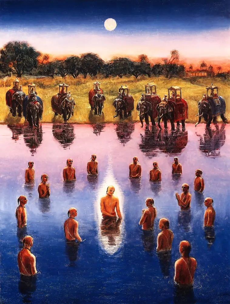 Lord Caitanya Takes an Evening Bath in the River Ganges