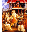 Lord Caitanya Dances Before the Ratha-Yatra Cart