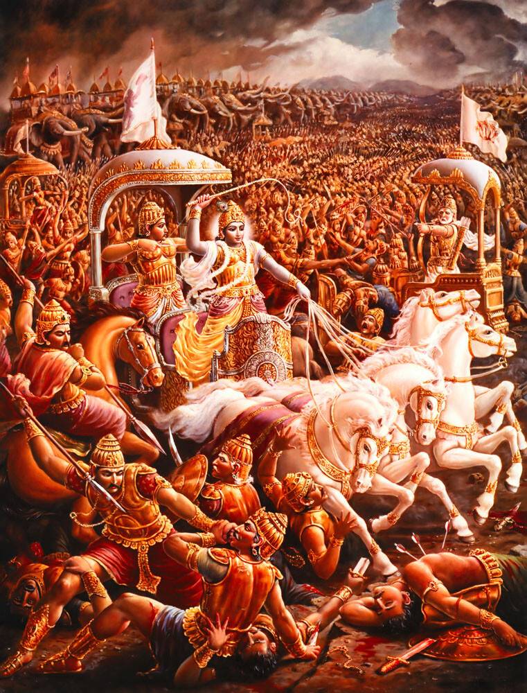 Arjuna Fights the Kauravas With the Help of Krishna