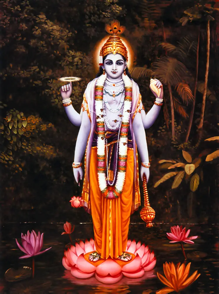 Lord Vishnu (Supersoul) Standing on a Lotus