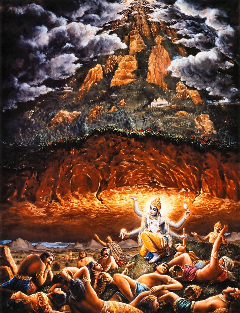 Lord Vishnu Lifts the Mandara Mountain