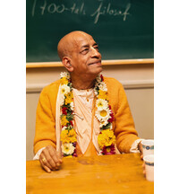 Srila Prabhupada Sitting in School Classroom Preaching