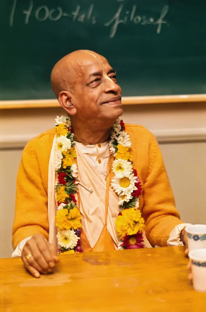 Srila Prabhupada Sitting in School Classroom Preaching