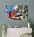 Srila Prabhupada Sitting at his Desk Translating Srimad-Bhagavatam