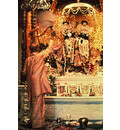 Srila Prabhupada Offers Aroti to Krishna Balaram