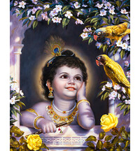 Baby Krishna with Parrots