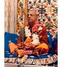 Srila Prabhupada in New York, Playing Kartals on Blue Vyasasana