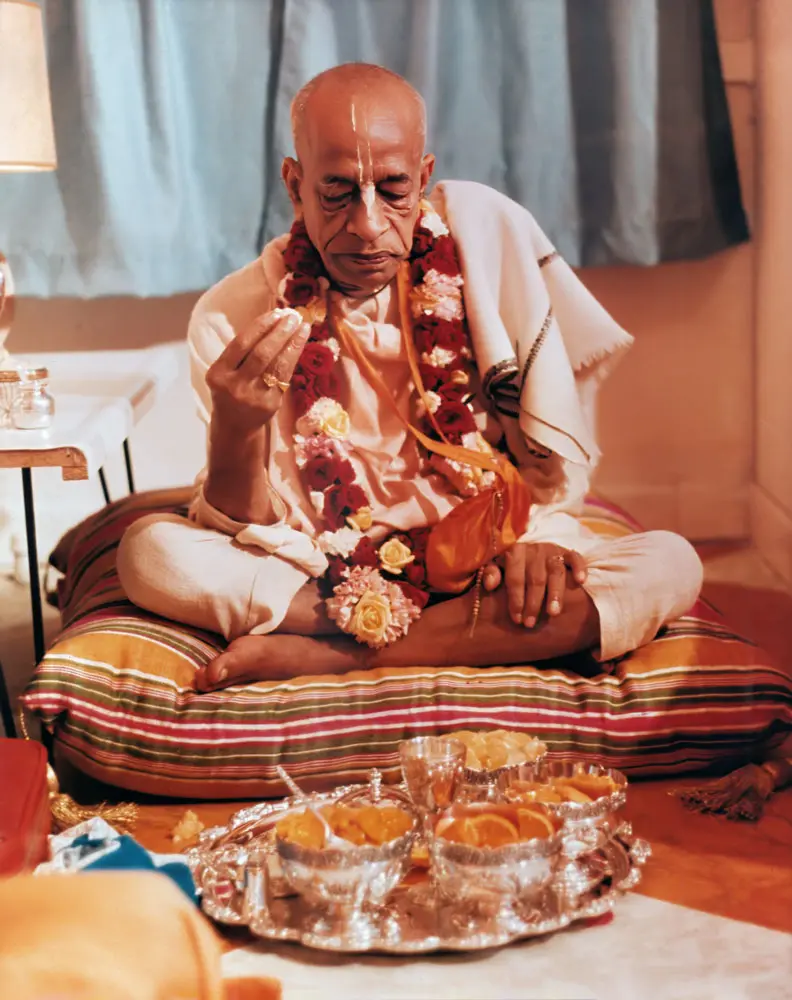 Srila Prabhupada Taking Prasadam