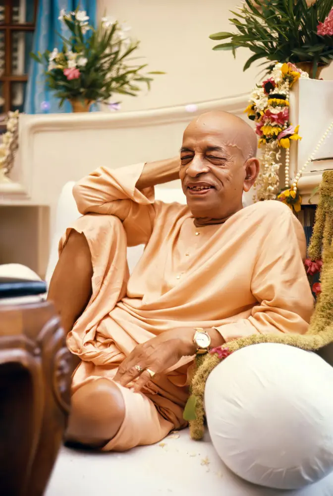 Srila Prabhupada in Vrindaban, Relaxed Pose