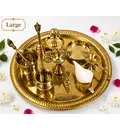 Large Aroti Set (13\" tray with Bell, Incense Holder, Flower Tray, Conch, Ghee Lamps)