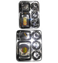 Bhojan Thali Prasadam Plate Sets -- Stainless Steel - 5 sections