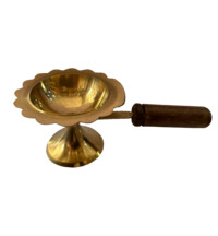 Multipurpose Arati Lamp Stand -- Brass with Wooden Handle