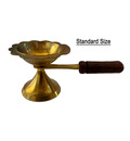 Multipurpose Arati Lamp Stand -- Brass with Wooden Handle