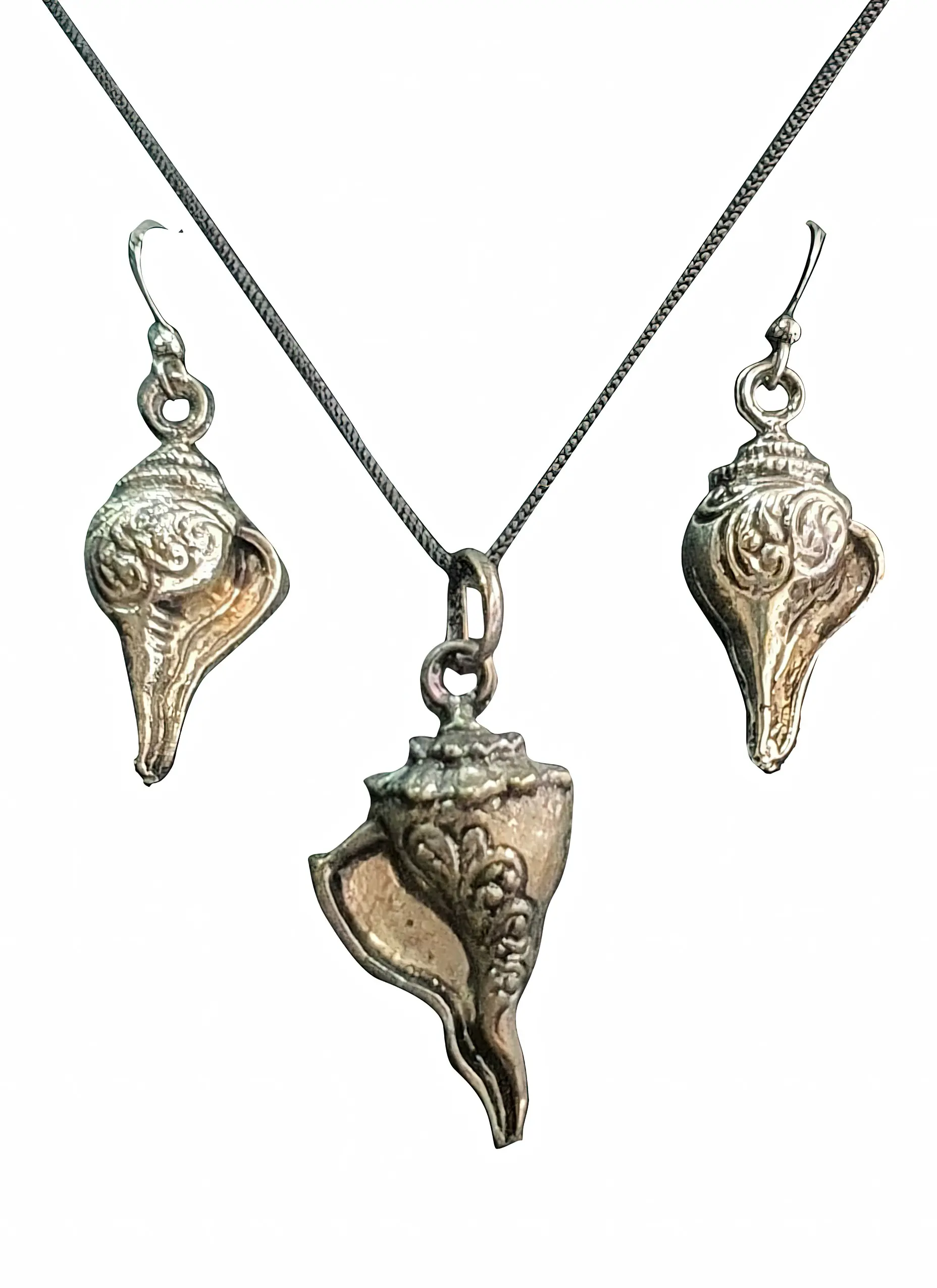 Lord Nrsimhadeva Set - Pair of Earrings & Matching Pendant with Black Thread