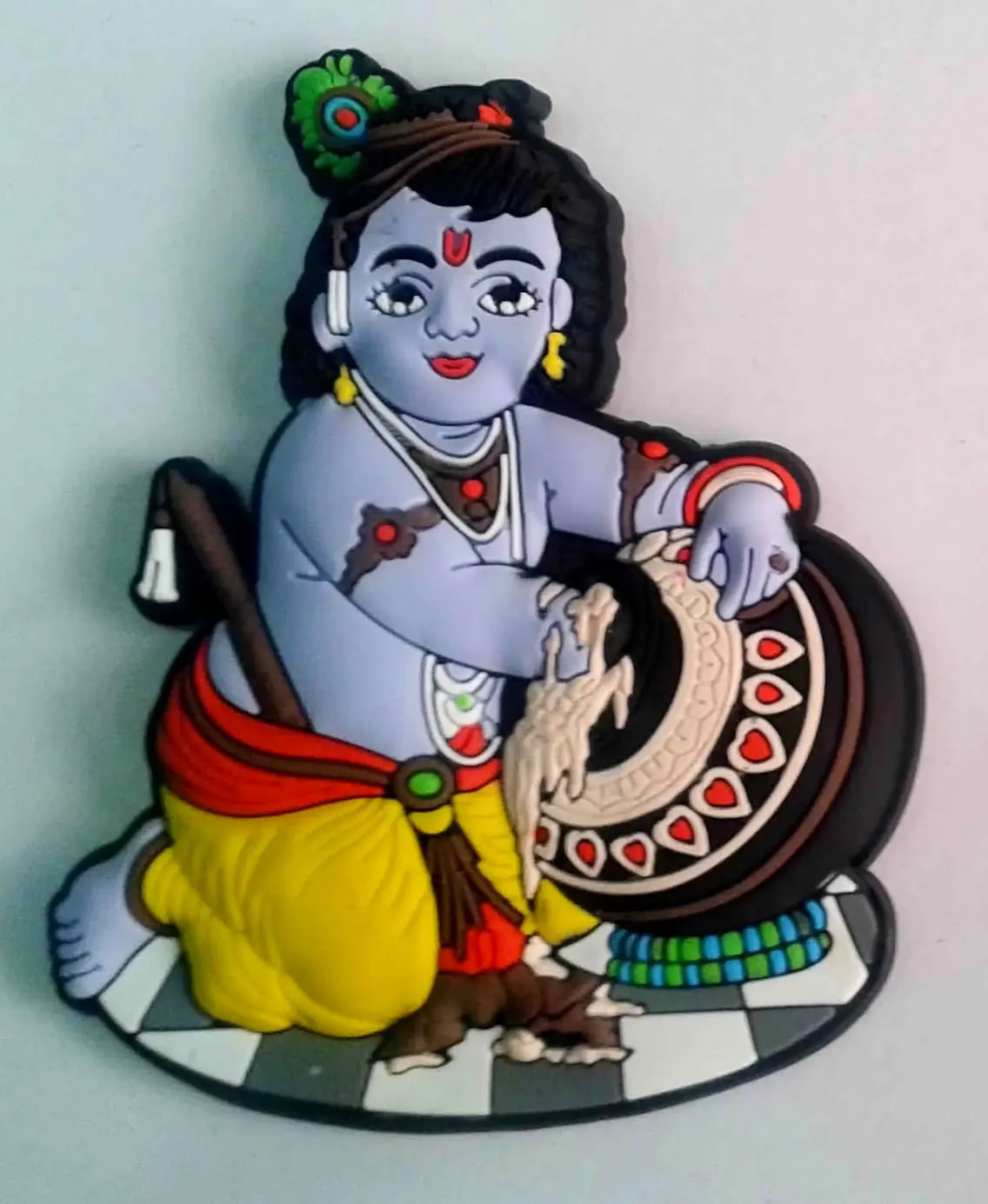 Golden Krishna Pictures with Magnet (set of 4, 3.5x2.5\")