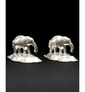 Altar Decoration, White Metal -- Elephants (2 piece set)