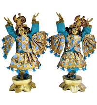 Gaura Nitai Deity Clothes -- Gold Checks with Sequins