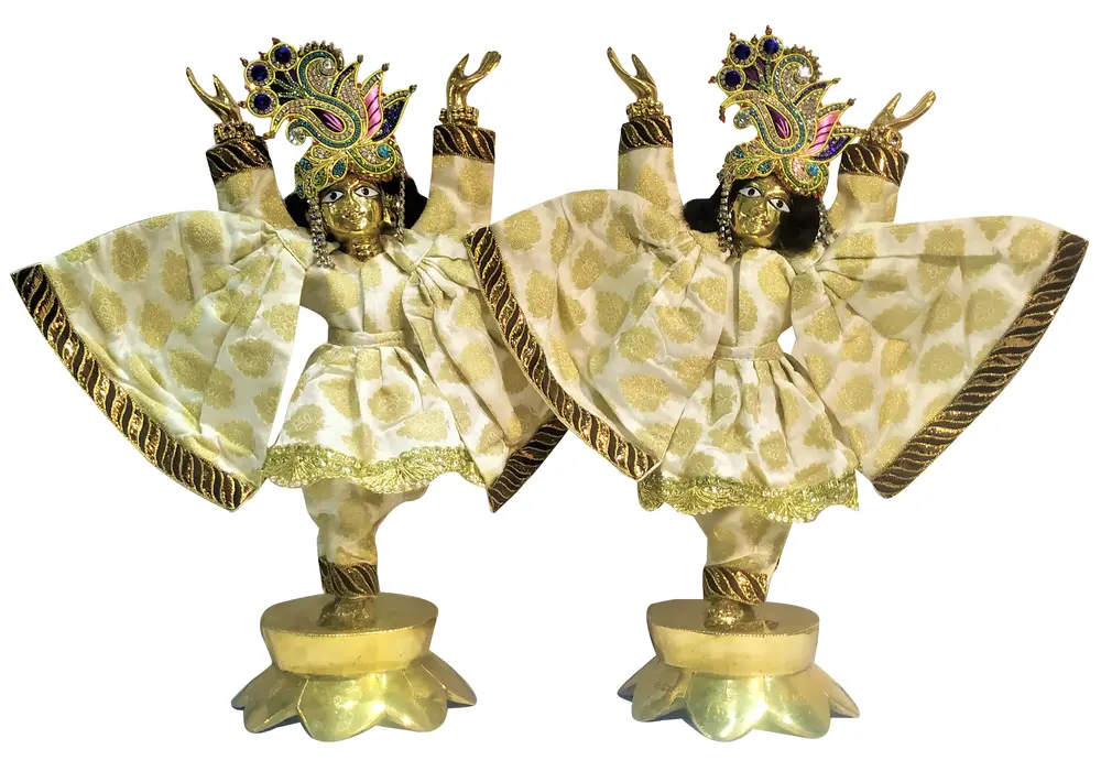 Gaura Nitai Deity Clothes -- Printed Leaves All Over