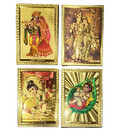 Golden Krishna Pictures with Magnet (set of 4, 3.5x2.5\")