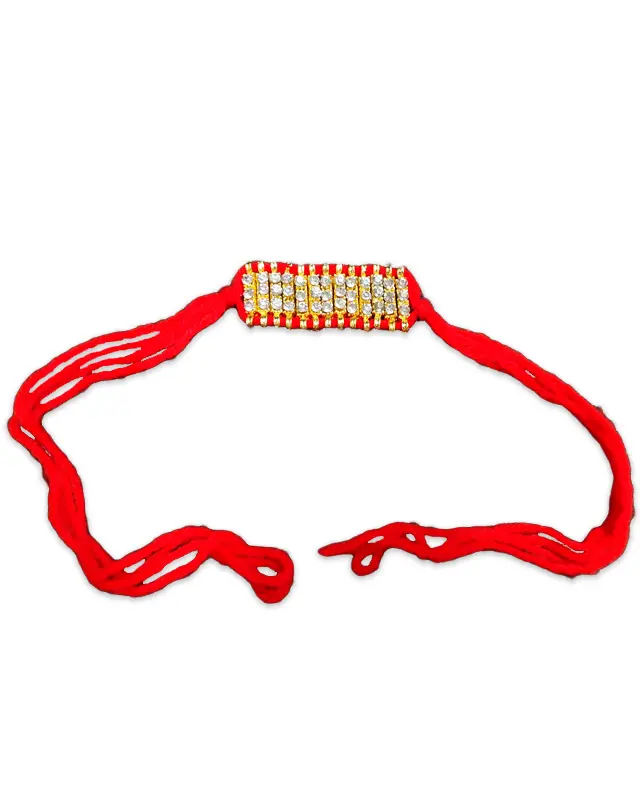 Bracelet -- Mock Diamonds, Red Thread