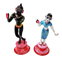 Painted Brass Radha Krishna Deities (9")