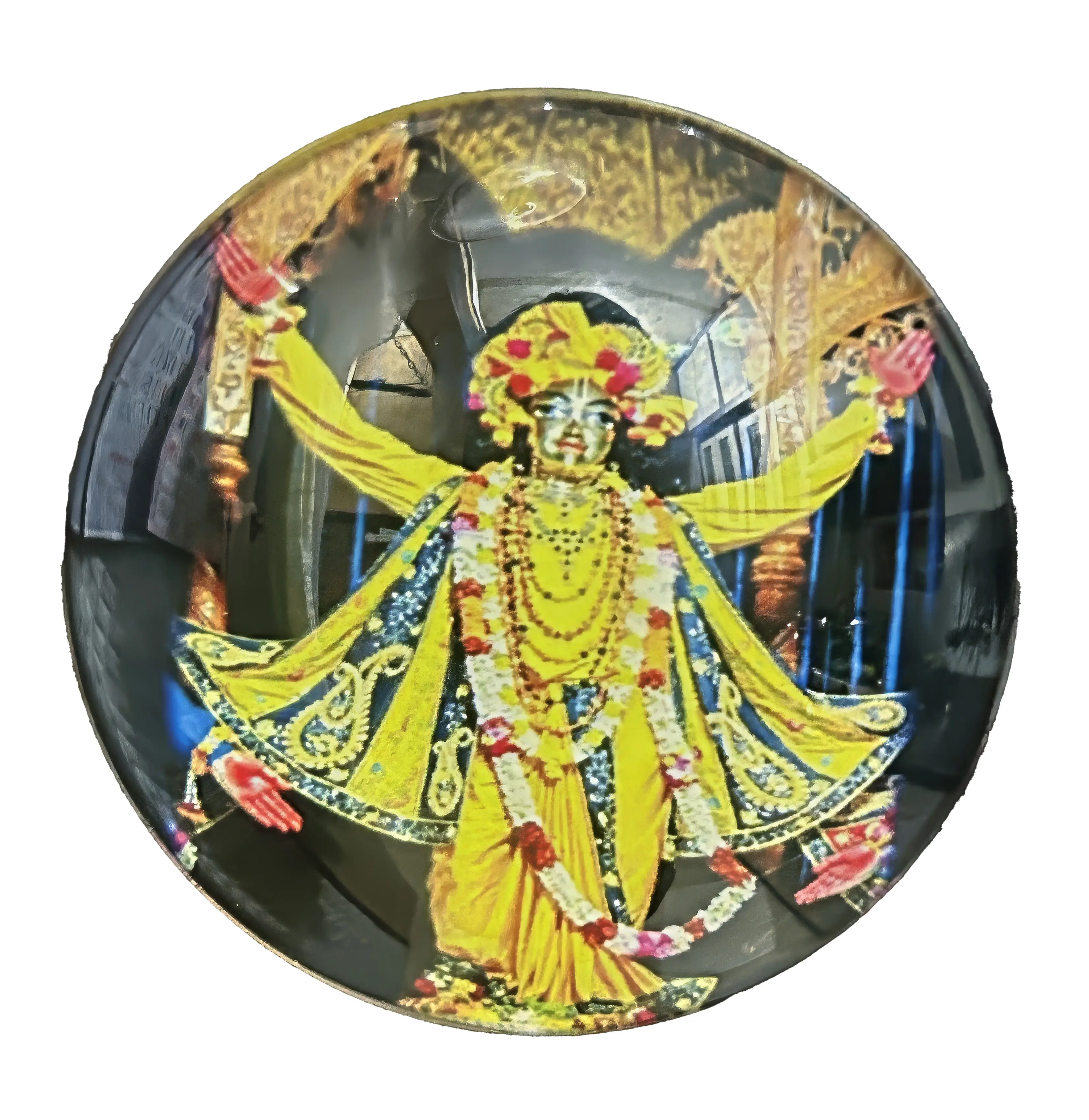 Round Radha-Krishna Magnet (2.3\" - 5.3 cm)