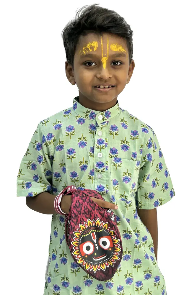 Boys Printed Kurta - Pure Mulmul Cotton