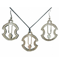 ISKCON Tilak Set - Pair of Earrings & Matching Pendant with Black Thread