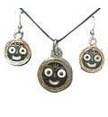 Jagannatha Set - Pair of Earrings & Matching Pendant with Black Thread