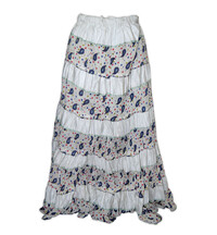 Gopi Skirt -- Jaipuri Panels, White w/ Multicolored Patterns