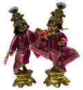 Krishna Balaram Deities Lotus Base (Brass 7\")