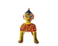 Radharani Painted Brass Sitting Deity Radharani Painted Brass Sitting Deity