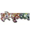 Radhe Radhe Fridge Magnet - Big Letters with Radha Krishna Pictures in Letters - Sanskrit / Hindi