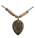 Leaf Radha Pendant - White Metal with Tulsi Beads and Black Thread