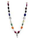 Nav Ratna Necklace (9 Gems / Navratan Mala) Oval Shape 16\"