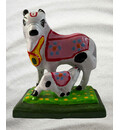 Painted Brass Cow with Calf