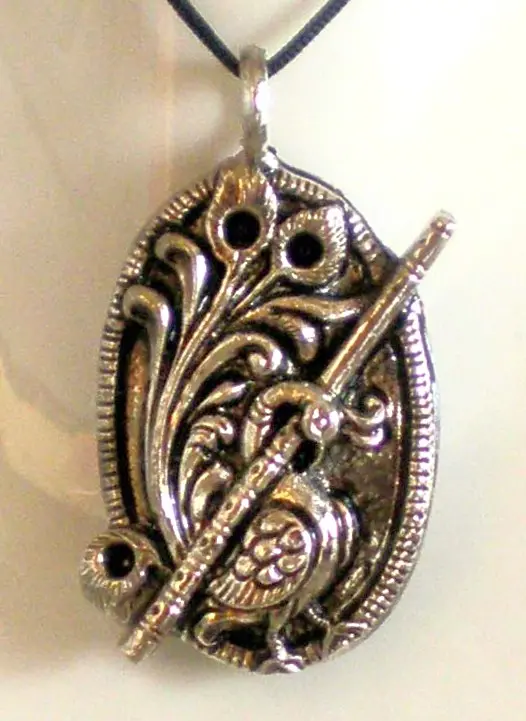 Peacock and Flute Pendant