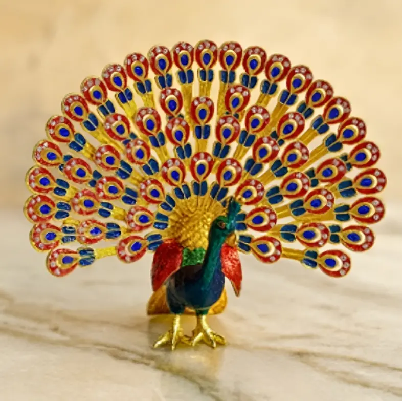 Peacock Trinket Box (Red)
