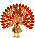 Peacock Trinket Box (Red Stones)