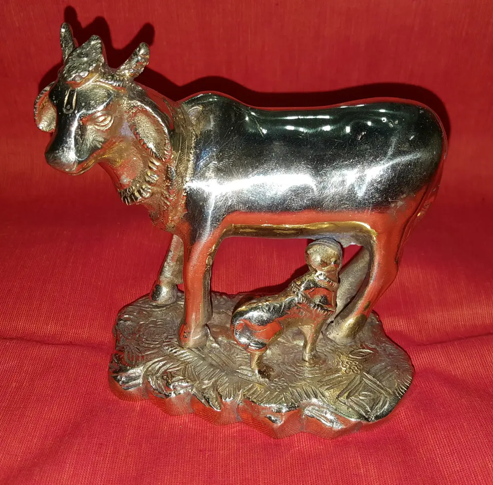Plain Brass Cow with Calf (3.5 x 4.5\")